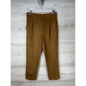 Ann Taylor Pants Womens Small Camel Brown Faux Suede Pull On‎ Trousers Ankle